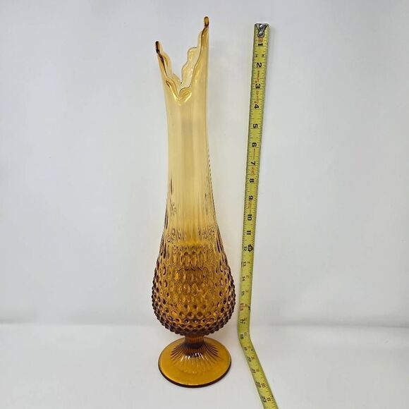 Fenton Other - VINTAGE FENTON MID CENTURY MODERN AMBER HOBNAIL 18” SWUNG GLASS VASE